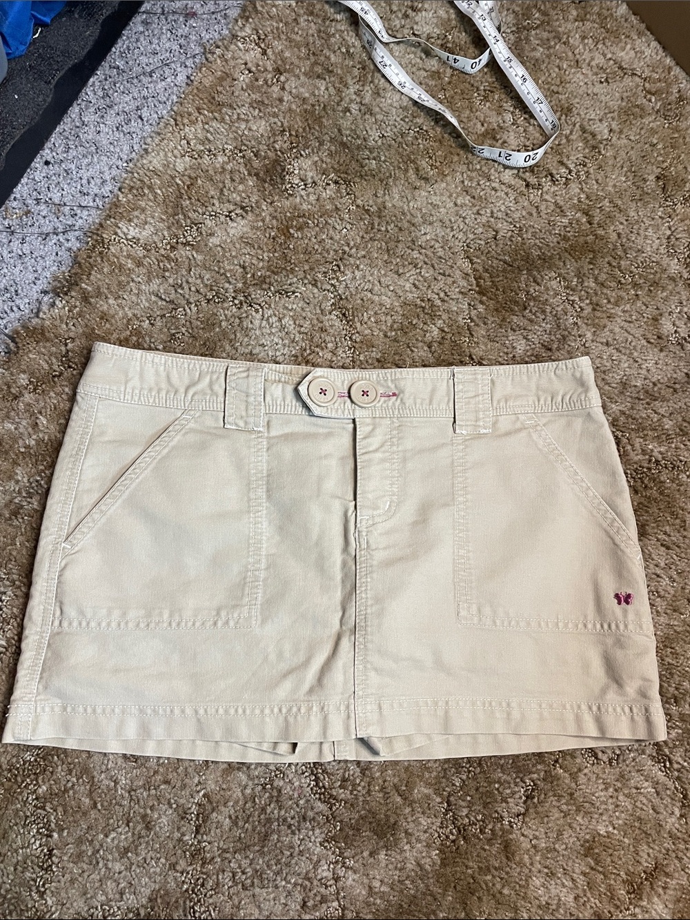 Aeropostale Y2K 2000s Style Tan Beige Mini Skirt with Shorts Size 7/8